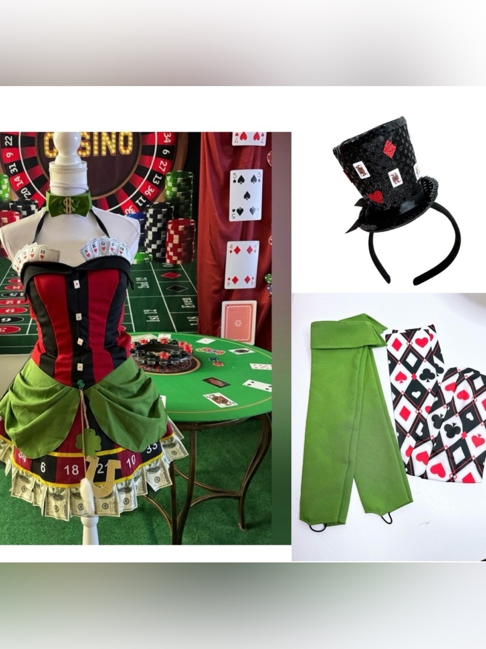 Lady Luck Roulette Casino Halloween costume 4 piece size M